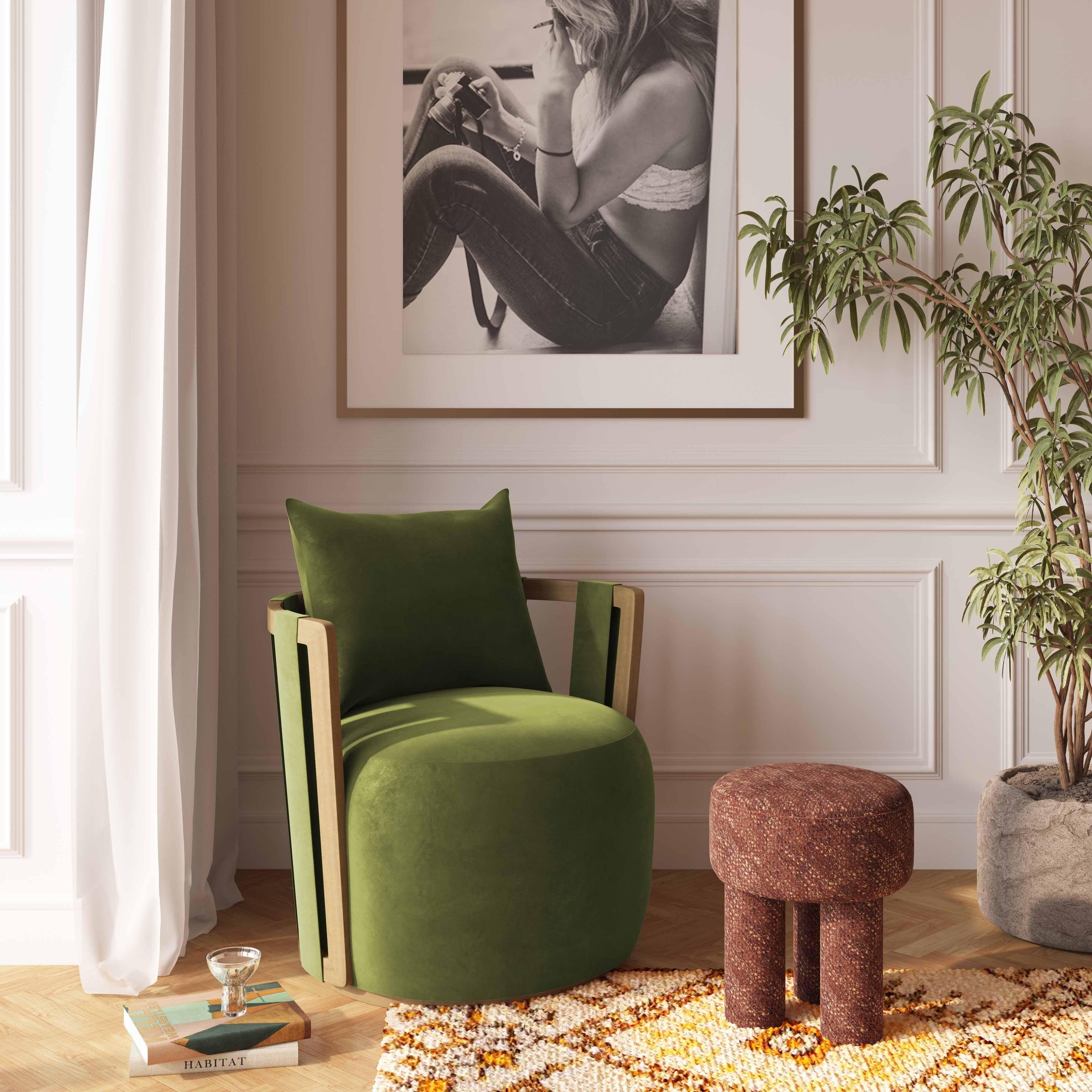 Equinox Green Velvet Swivel Chair