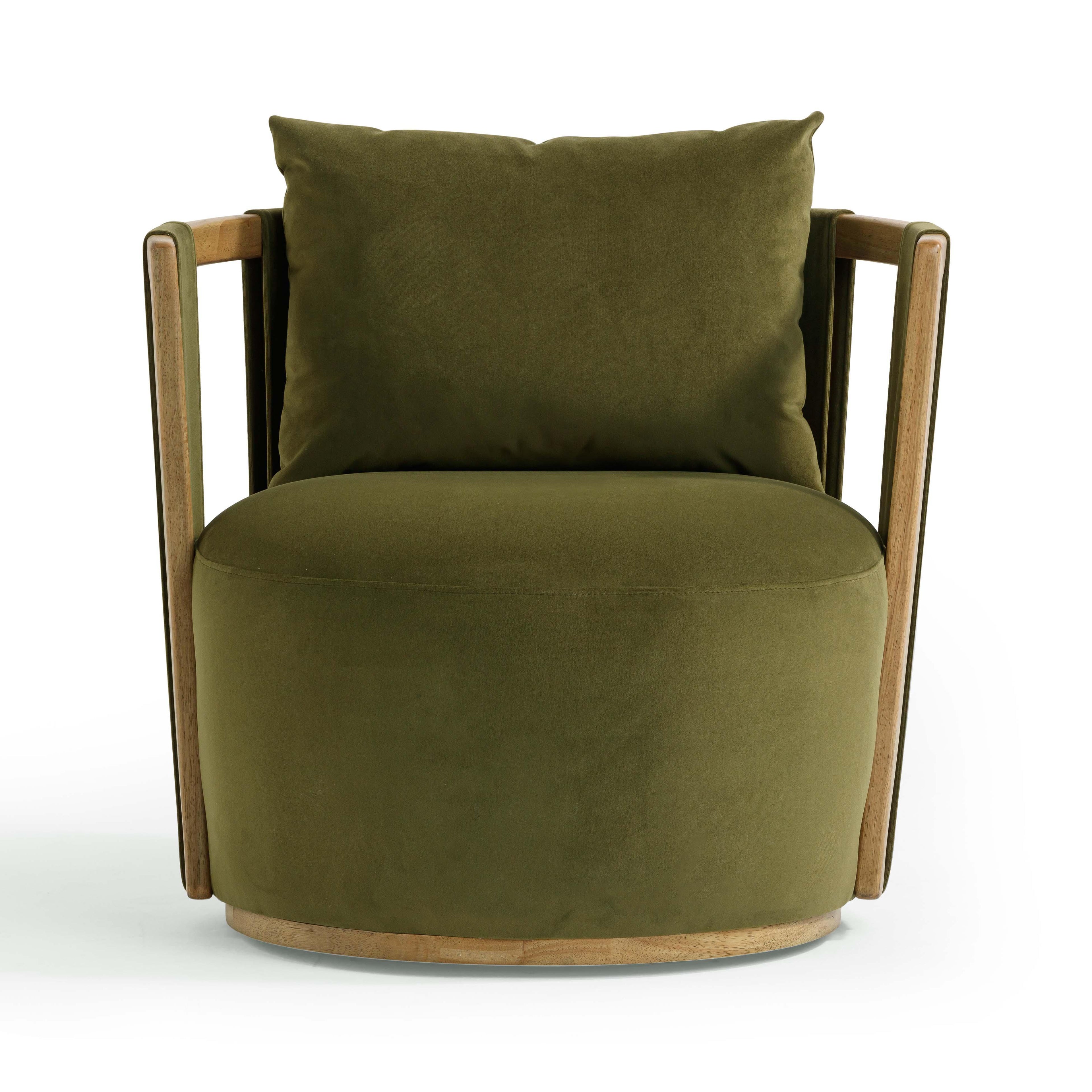 Equinox Green Velvet Swivel Chair