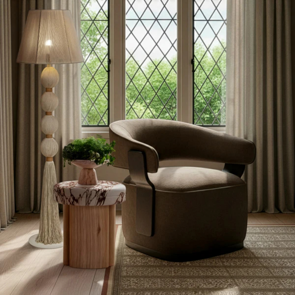 Juno Linen Swivel Accent Chair