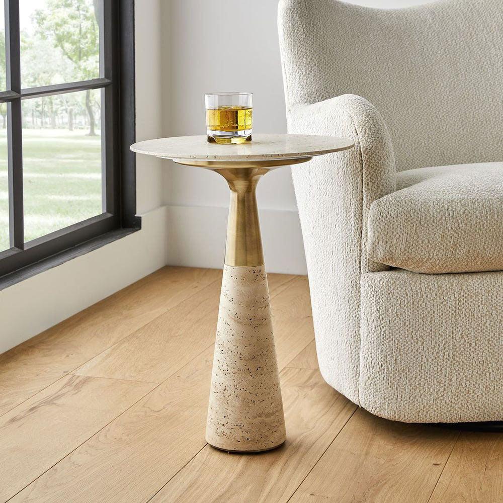 Elegant Travara Travertine Side Table