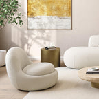 Boba Swivel Lounge Chair White Boucle