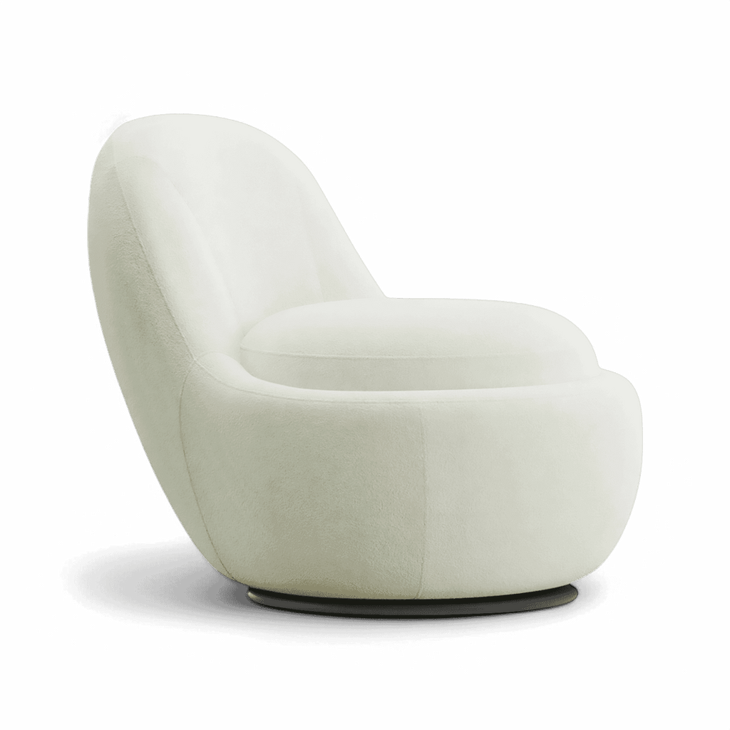 Boba Swivel Lounge Chair White Boucle
