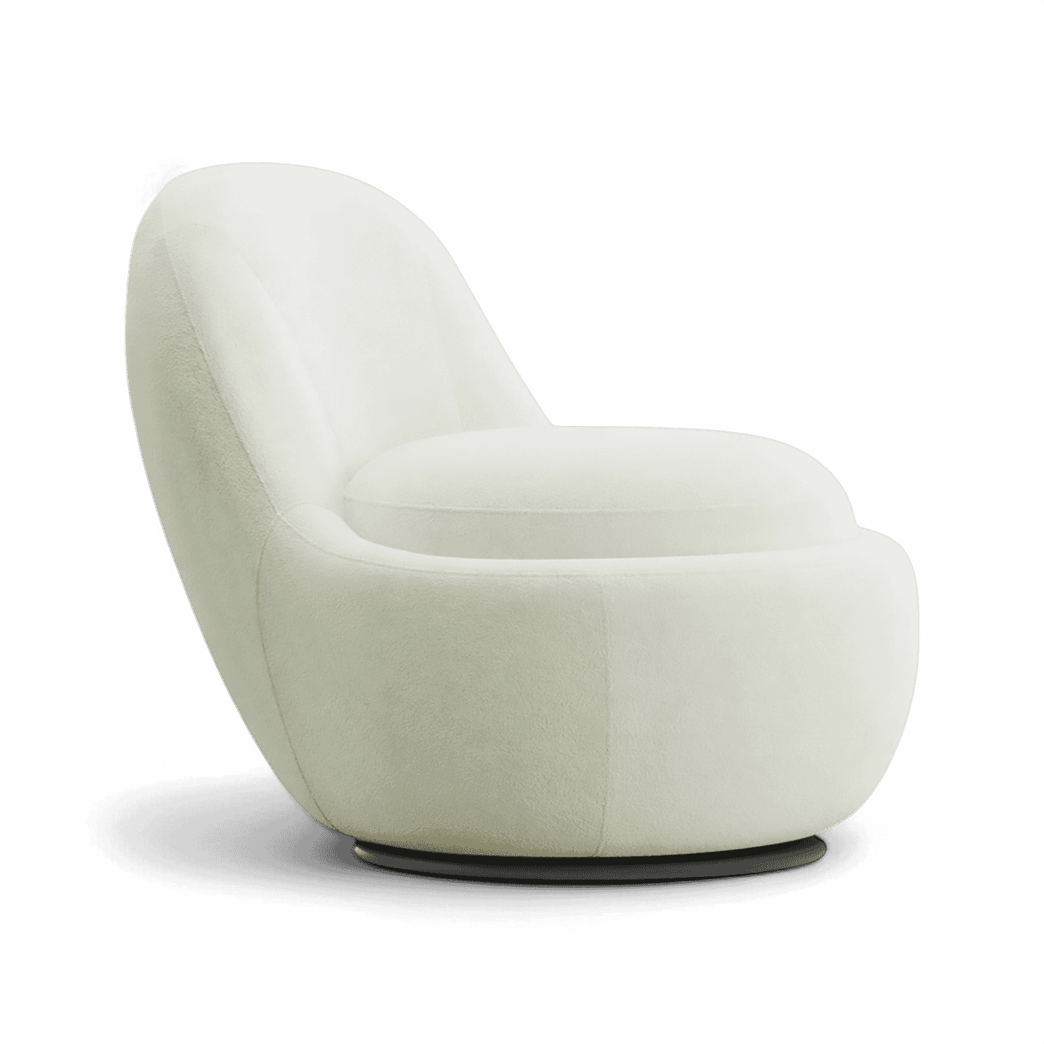 Boba Swivel Lounge Chair White Boucle