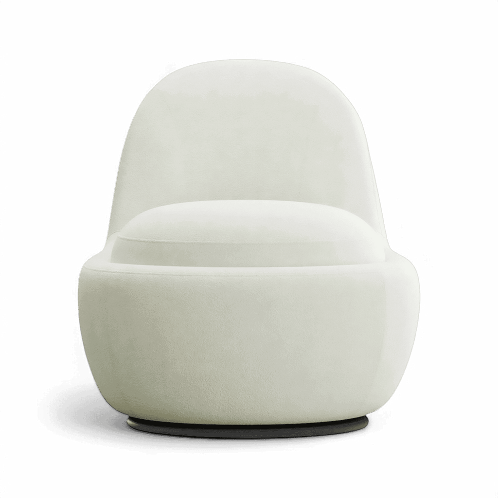 Boba Swivel Lounge Chair White Boucle