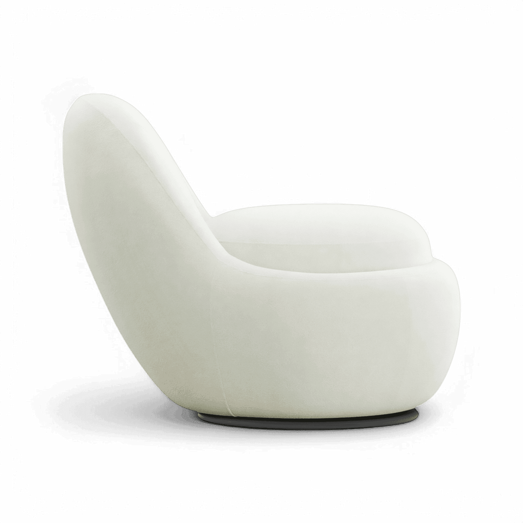 Boba Swivel Lounge Chair White Boucle