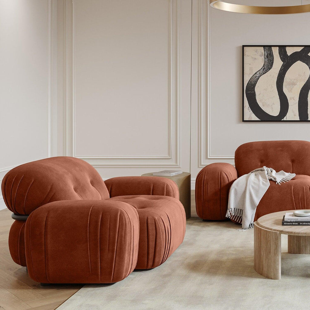 Rune Terracotta Velvet Sculptural Lounge Chair