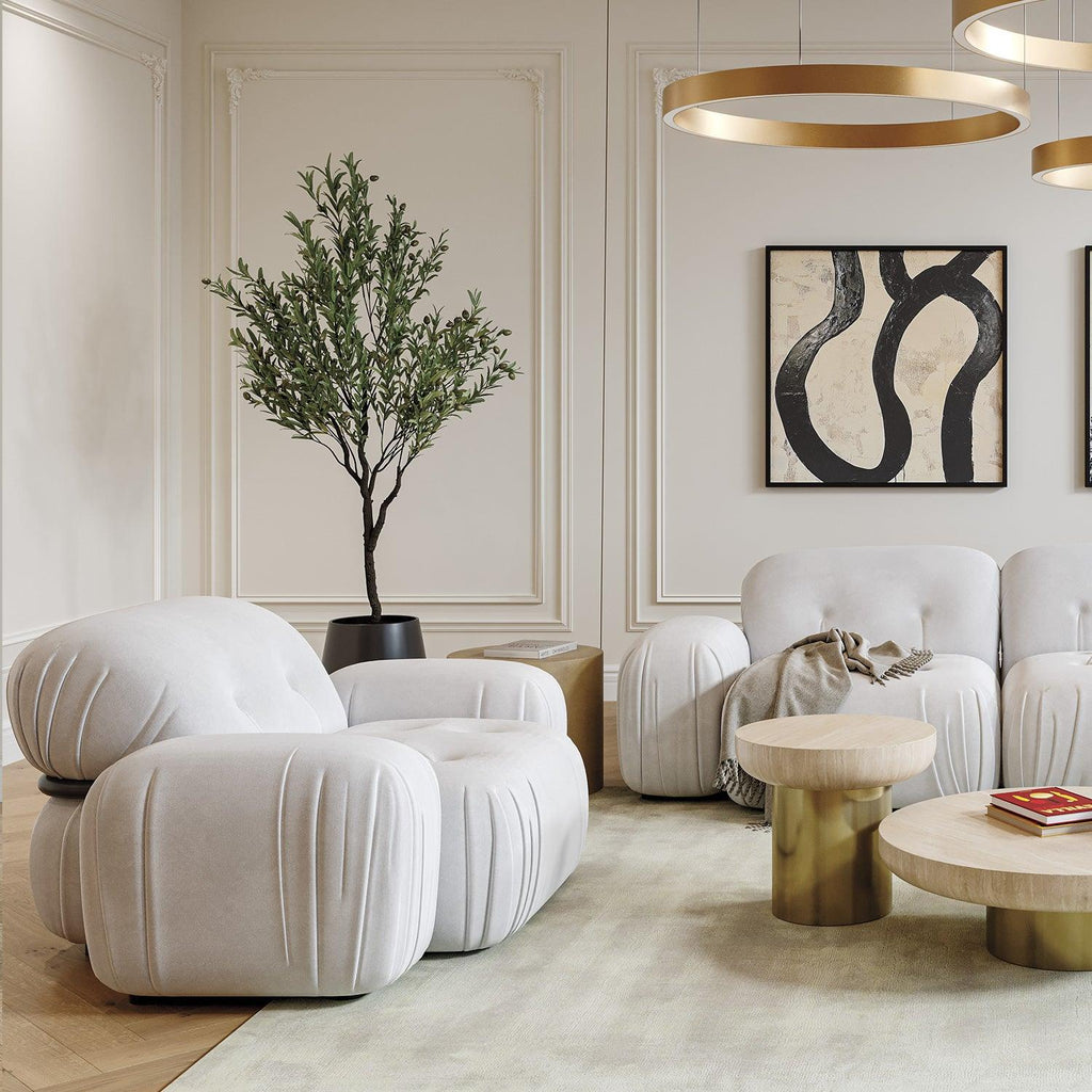 Vela Off-White Velvet Grand Lounge