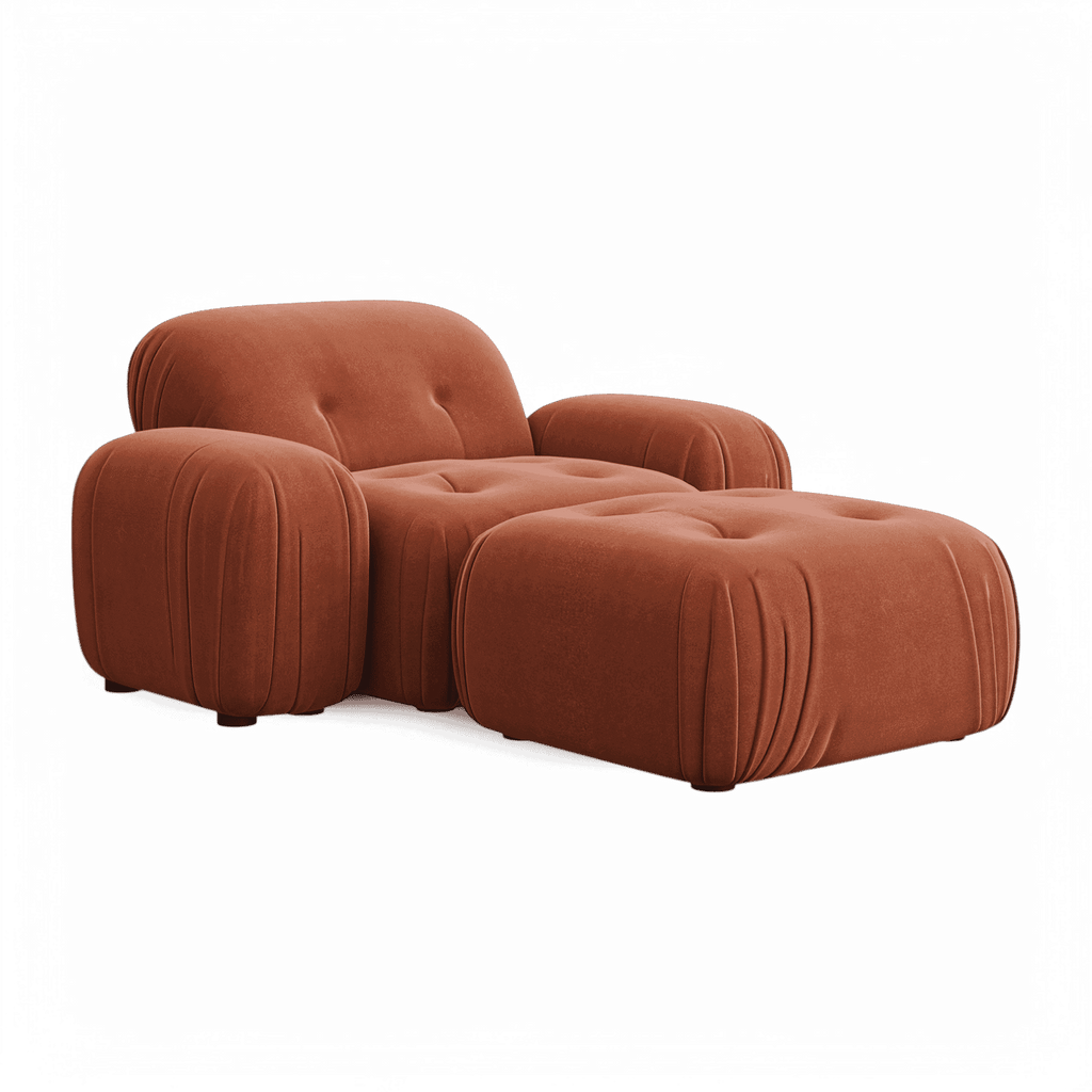 Rune Terracotta Velvet Sculptural Lounge Chair