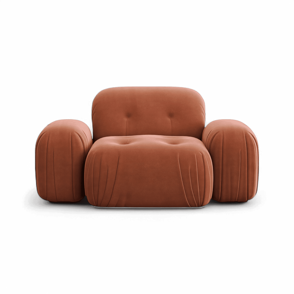Rune Terracotta Velvet Sculptural Lounge Chair