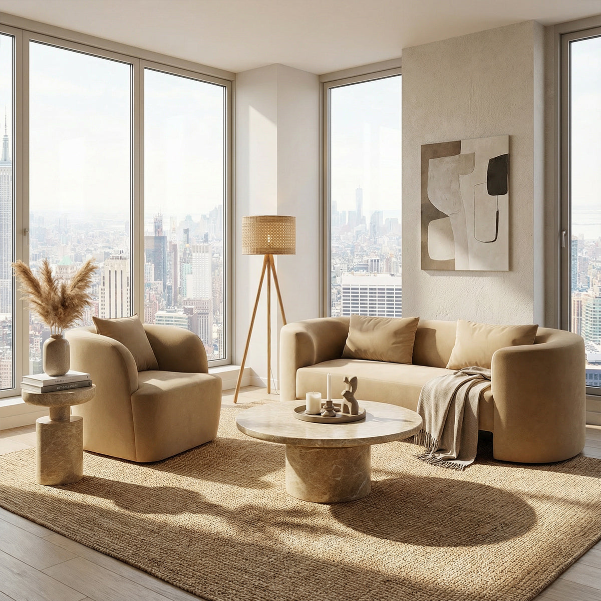 Elora Lounge Chair Camel Velvet