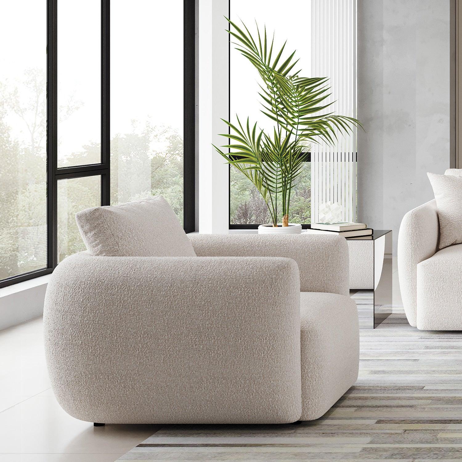 Gabriele Lounge Chair White Boucle