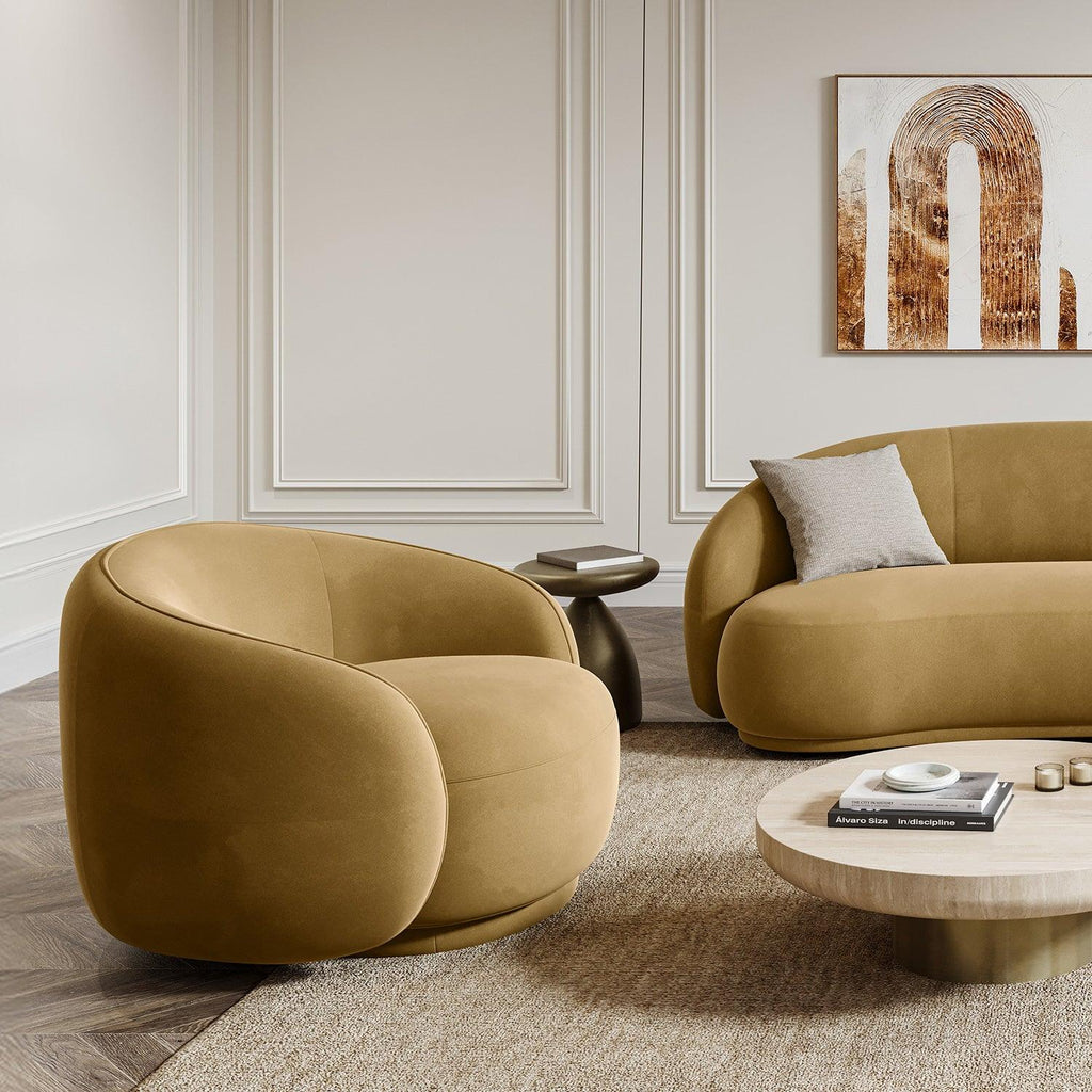 Nido Camel Velvet Cocoon Chair