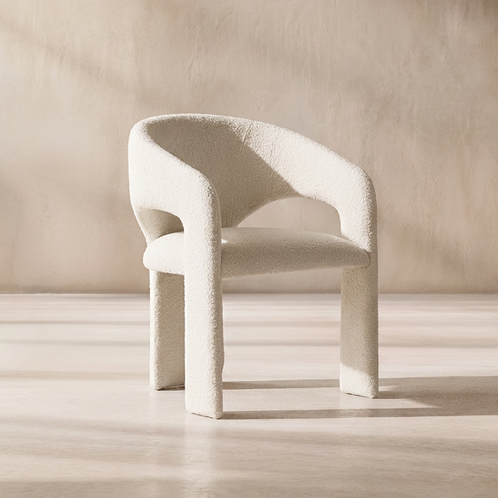 Aria Dining Chair White Boucle